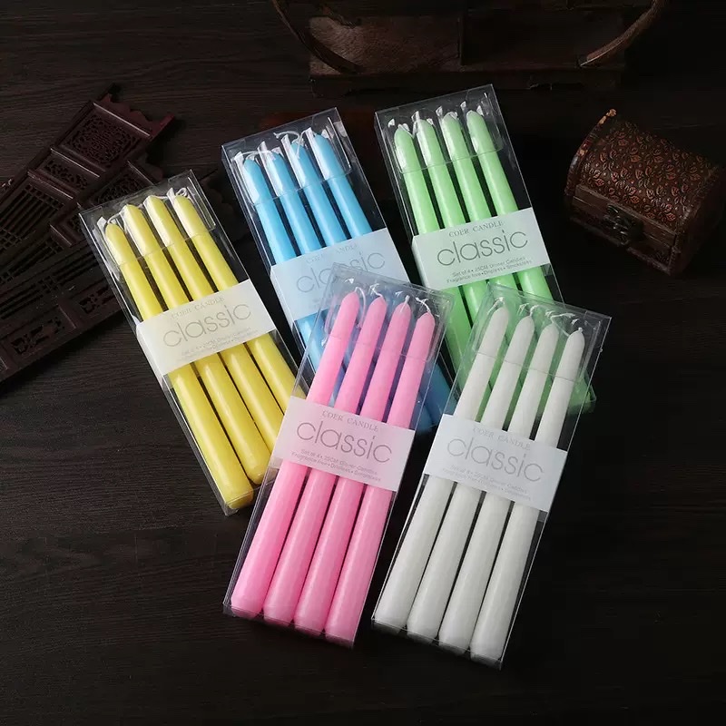 diy European classic red and white candles, emergency power outage long pole candles, candlelight dinner atmosphere decoration props for export Specification image