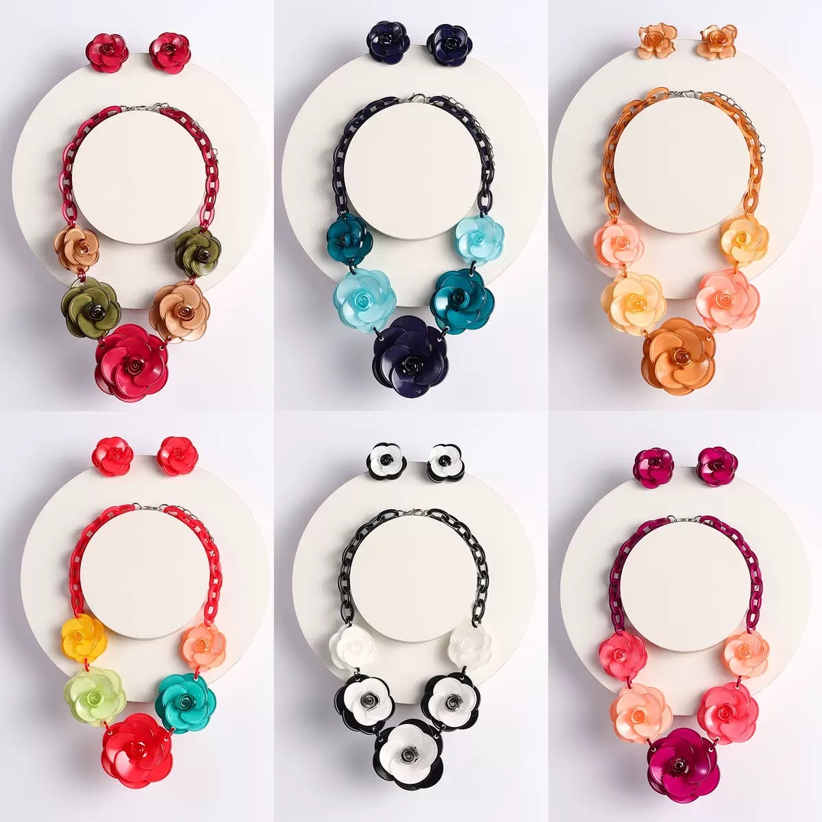 New style of exaggerated and elegant European and American necklaces, fashionable and individual, retro women's acrylic flower accessories factory direct sales detail image 2