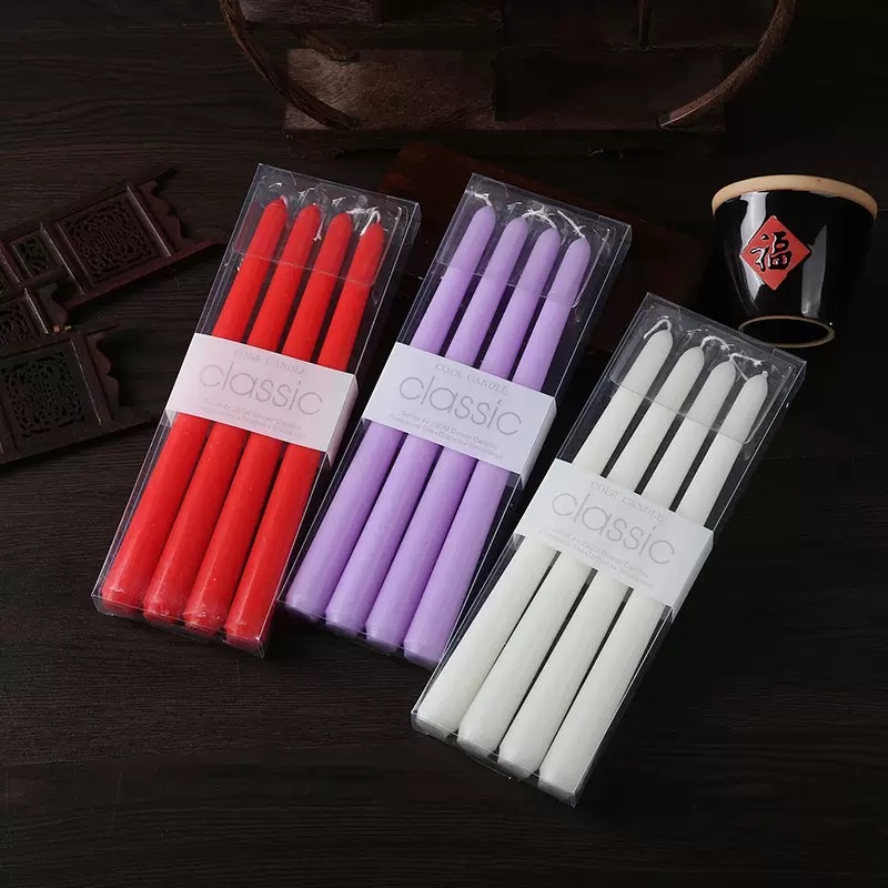 diy European classic red and white candles, emergency power outage long pole candles, candlelight dinner atmosphere decoration props for export details Picture