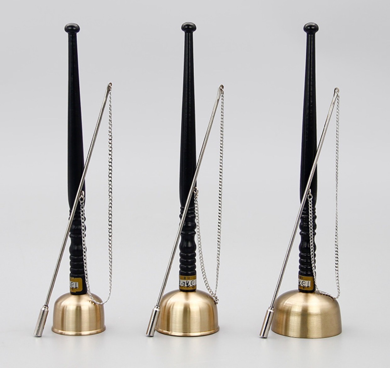 台湾铜加银引磬铜磬木柄引磬法会法器念佛道打击乐器引磬送收纳袋白底实物图