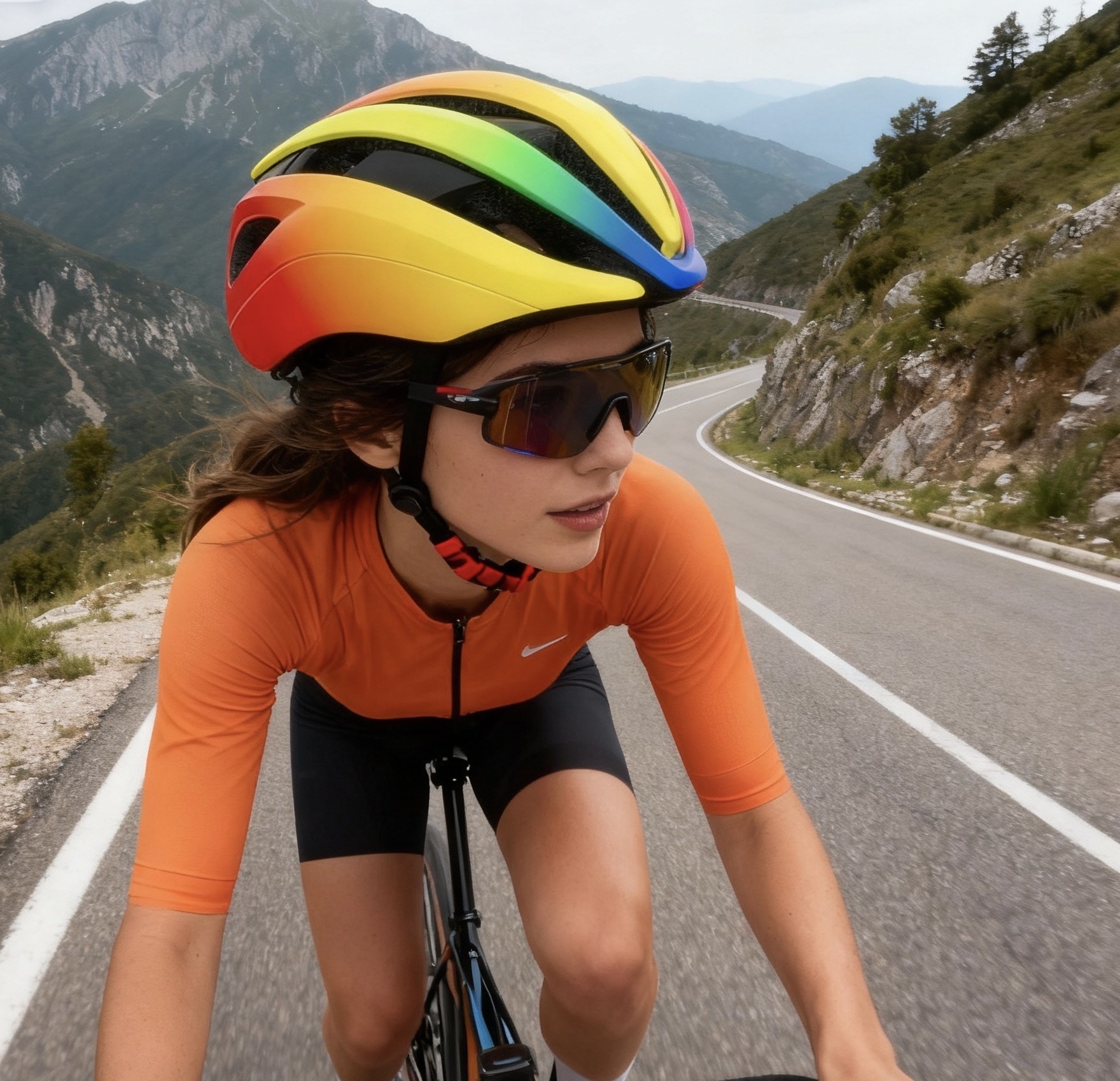 Colorful gradient color ultra-light ventilated and breathable bicycle helmet, bicycle helmet, road bike helmet Specification image