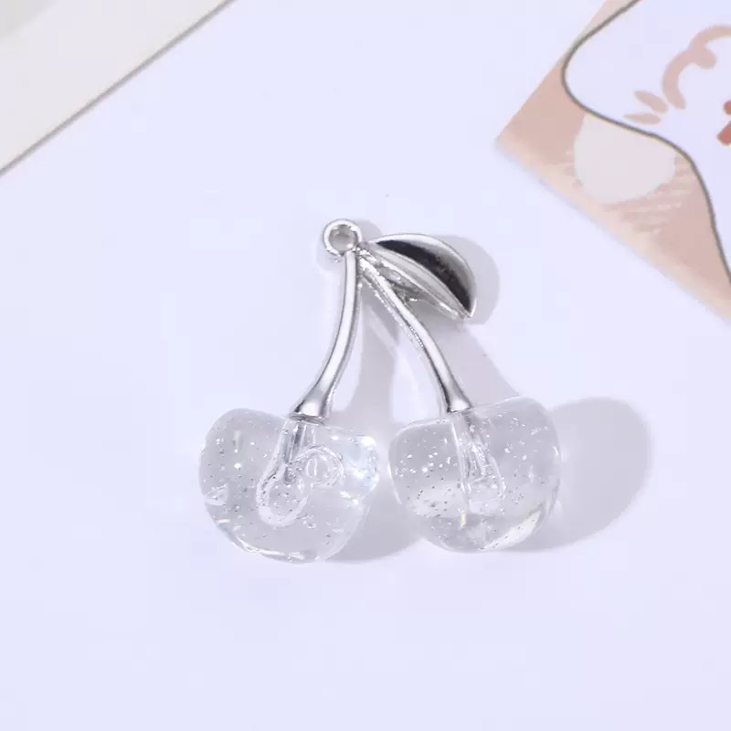 Alloy acrylic cherry pendants are available in multiple colors for DIY mobile phone chain hangers details Picture