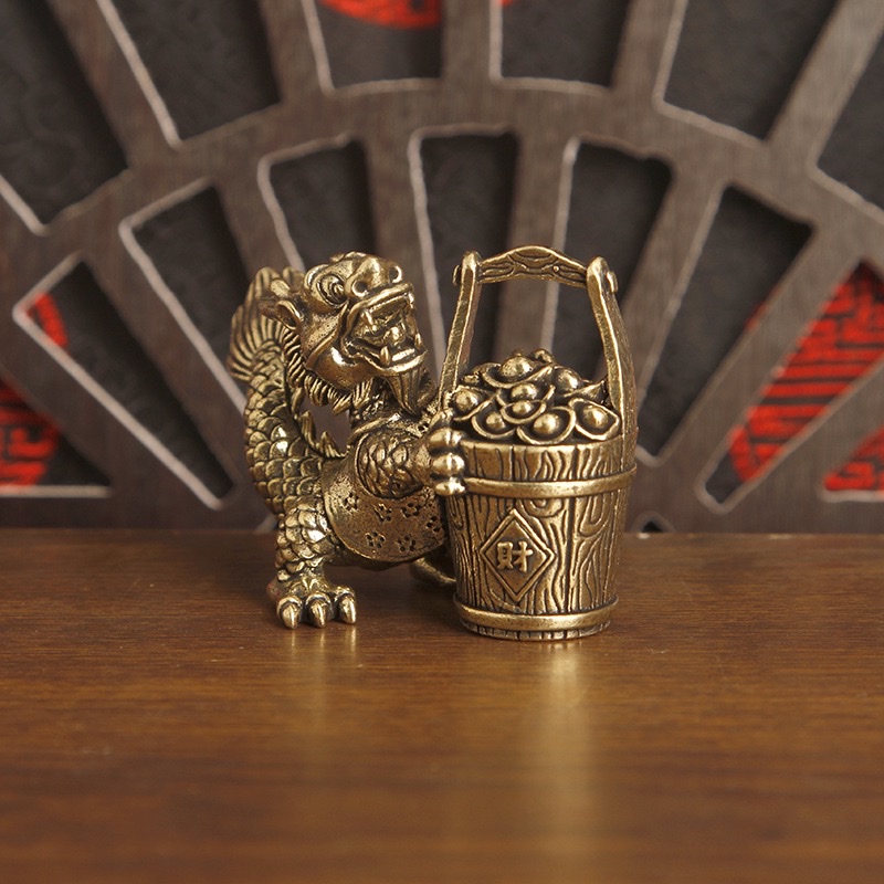 Factory direct sales of brass zodiac dragon ornaments, a bucket of gold and prosperity ornaments, copper ornaments, copper ornaments, copper ornaments, copper ornaments detail image 2