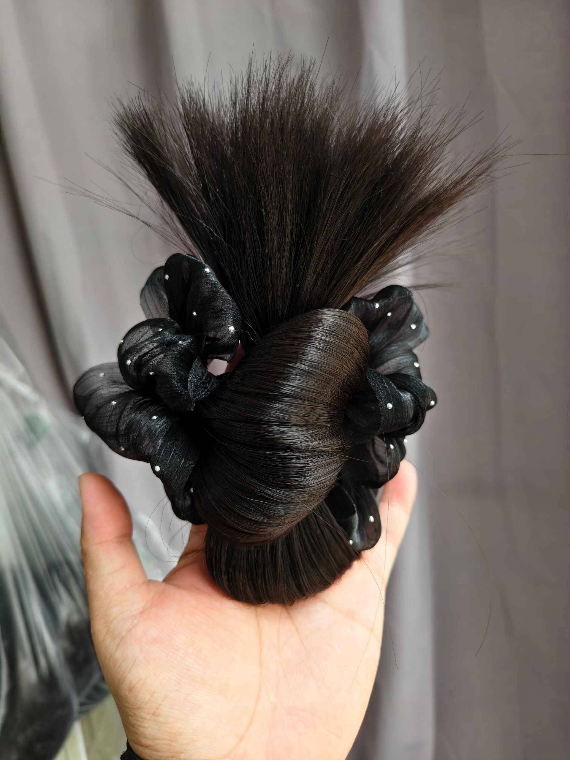 假发抓夹缎面细闪广场舞妈妈麻花辫