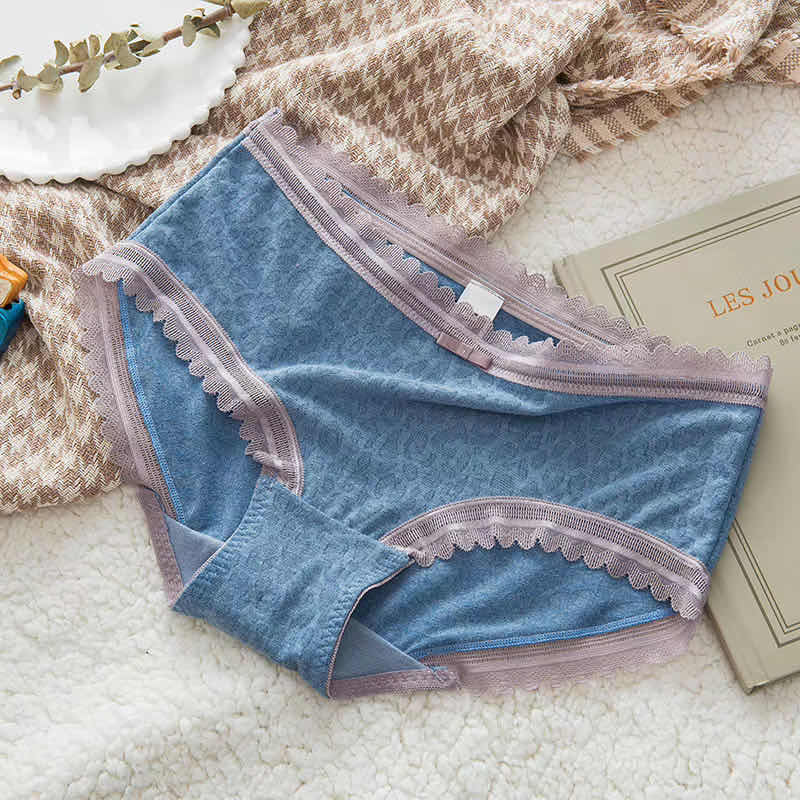 女士性感蕾丝花边打底舒适无痕纯棉裆部抗菌内裤女裆部抗菌内裤女
