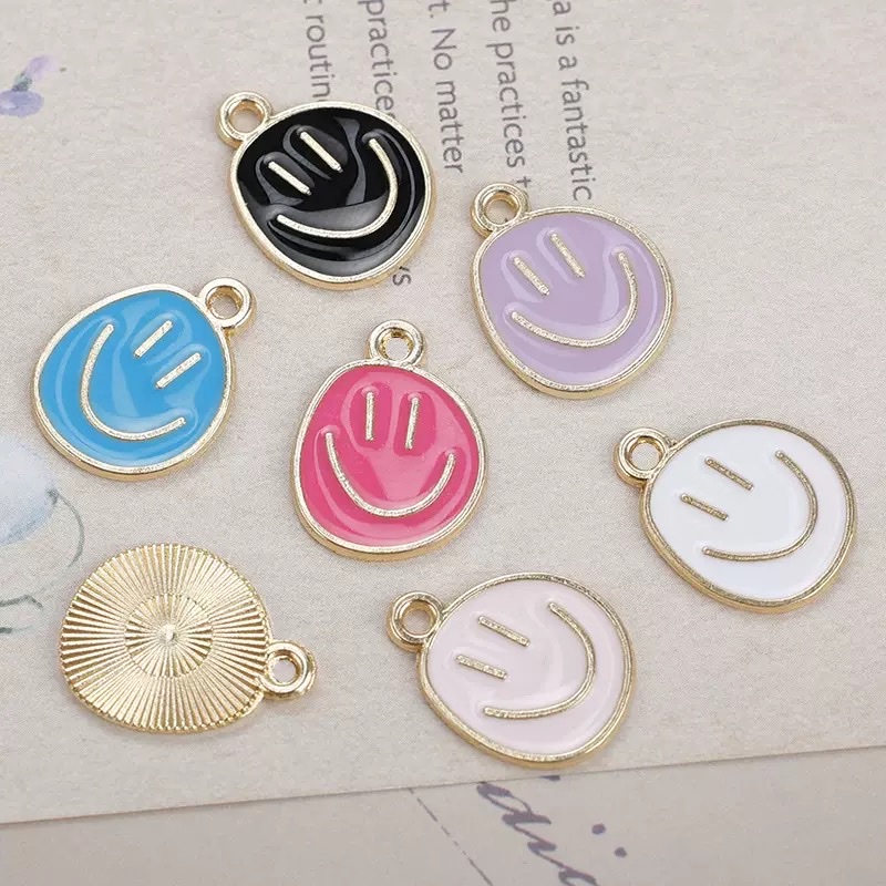DIY alloy accessories smiley face jewelry materials, handcrafted accessories in multiple colors to choose from, diy Specification image