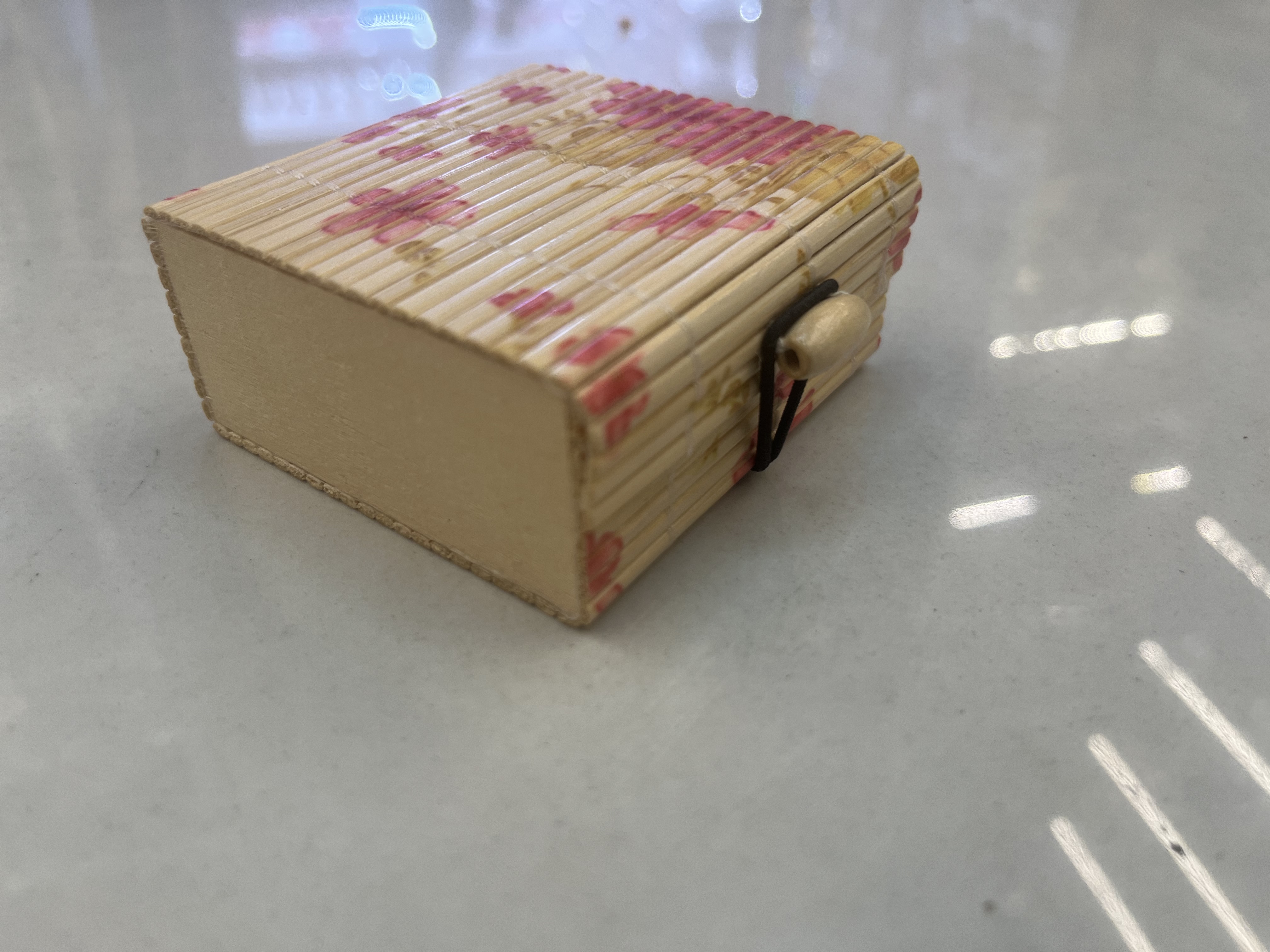 竹编首饰盒，收纳盒花纹收纳盒方形盒子细节图