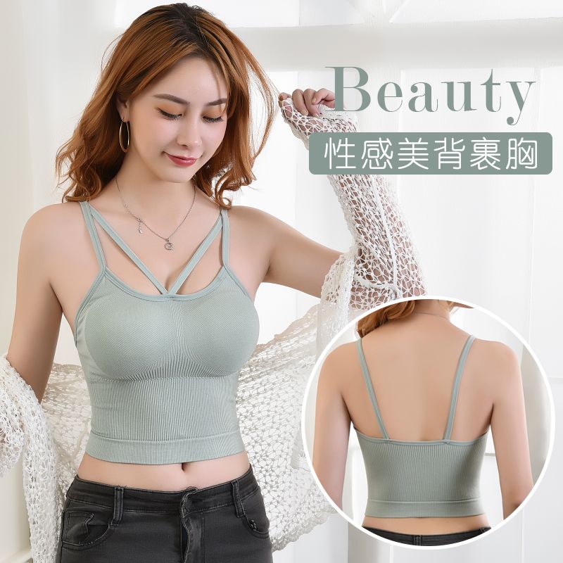 The best-selling V8 beautiful back lingerie, a halter top, is paired with a sexy base layer that wraps around the chest, strapless straps and chest pads Specification drawing