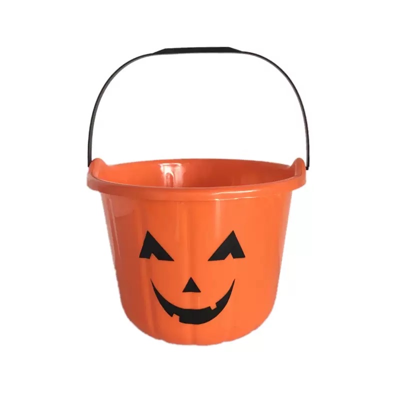 Halloween hand-held pumpkin bucket, new material, waterproof and resilient festival decoration, children's candy jar, straight tube ornament, Halloween decoration detail image 2