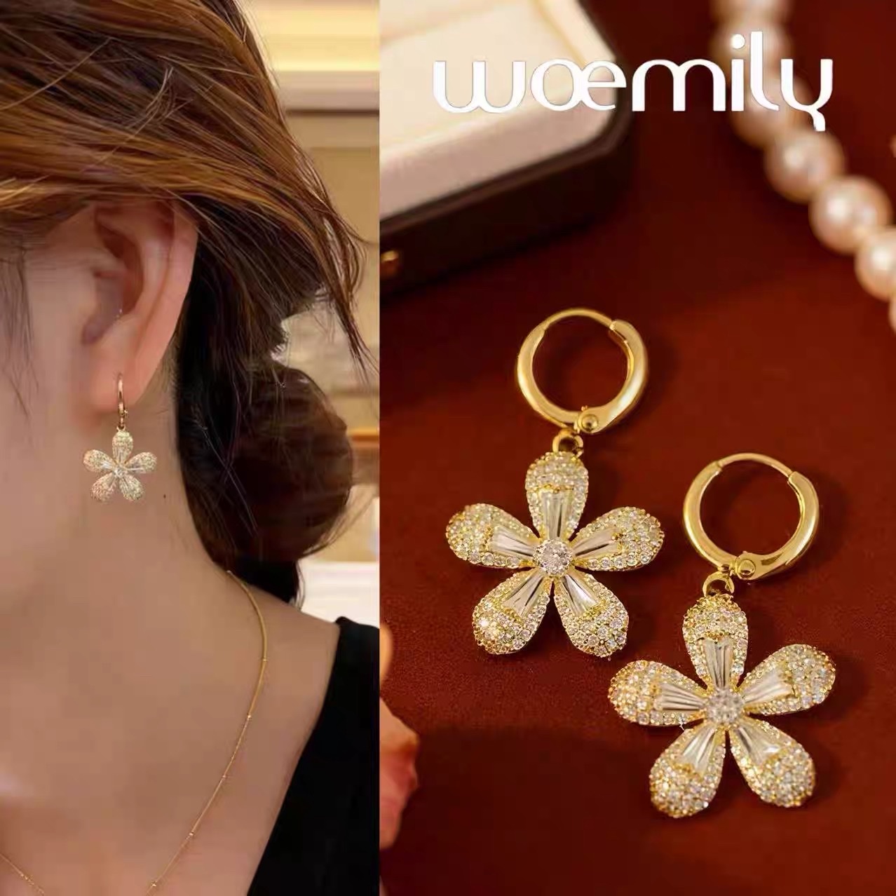 Korean version of the popular snowflake earrings, earrings and accessories Specification image