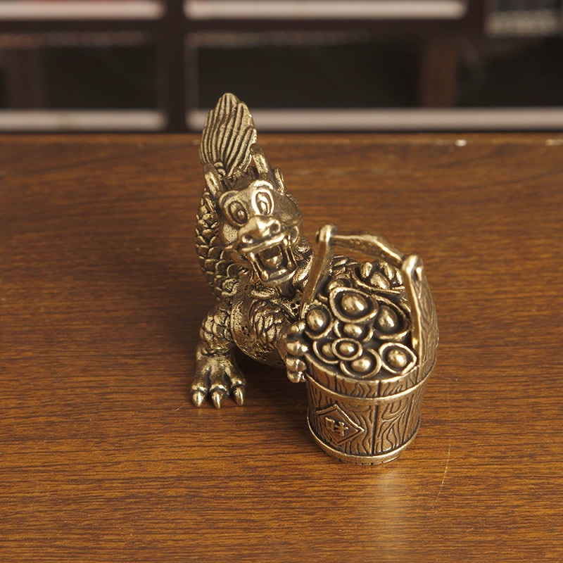 Factory direct sales of brass zodiac dragon ornaments, a bucket of gold and prosperity ornaments, copper ornaments, copper ornaments, copper ornaments, copper ornaments detail image 6