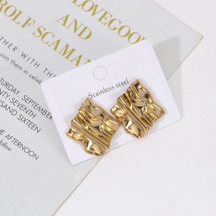 Cross-border European and American titanium steel ear studs for women, no color fading, simple and high-end style, cold style earrings, metallic feel, stainless steel ear studs, small accessories, accessory rack, necklace display stand, accessory rack, jewelry display stand, jewelry display box, small accessory head detail image 1