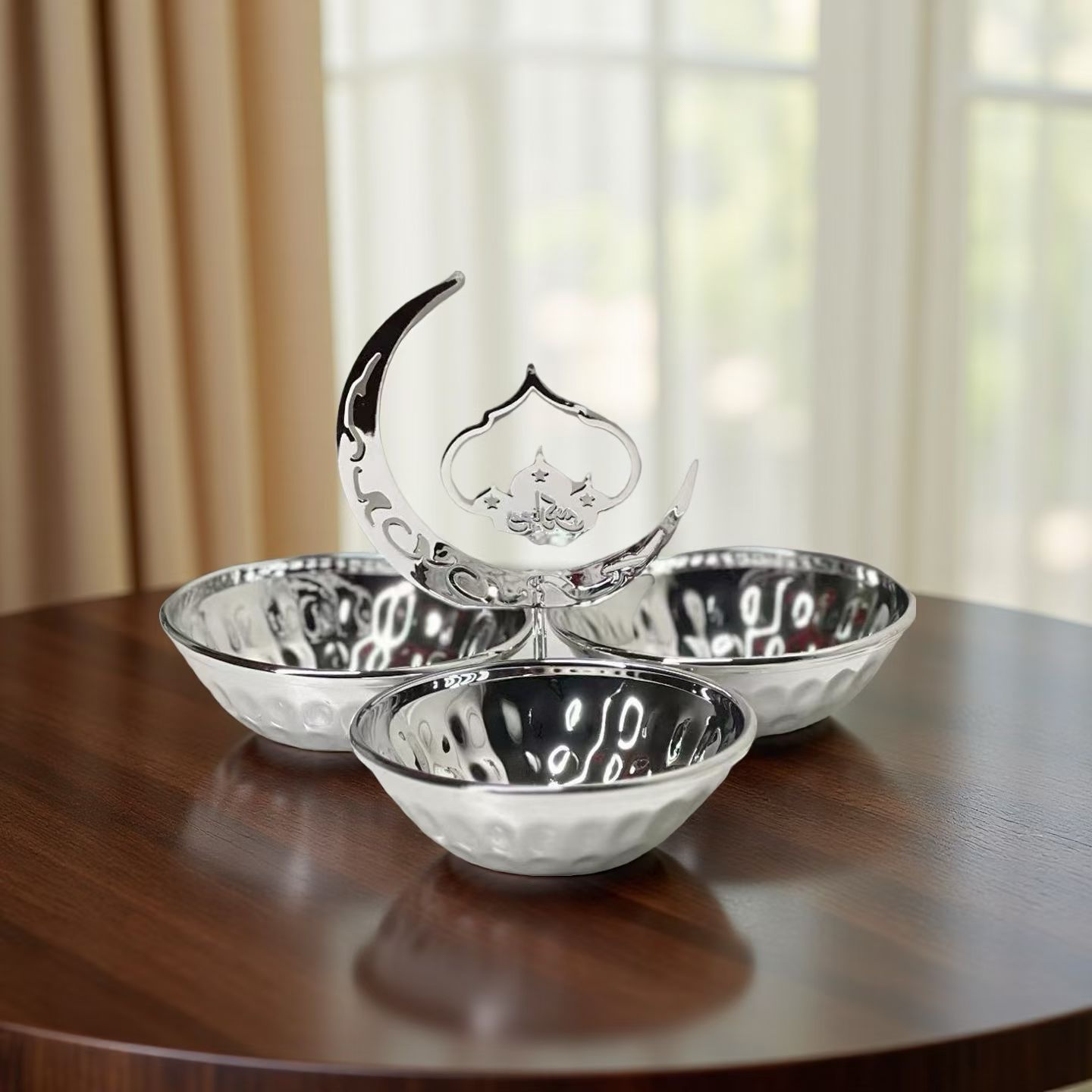 中东风格跨境爆款金属工艺铁件摆件盘子斋月风格室内装饰酒吧设计婚礼装饰水果甜品坚果电镀细节图