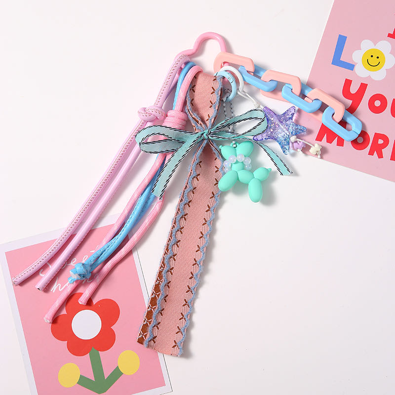 新款彩色多巴胺涤纶绳纯手工编织钥匙扣包包挂件饰品配饰小红书，树脂配件潮玩盲盒