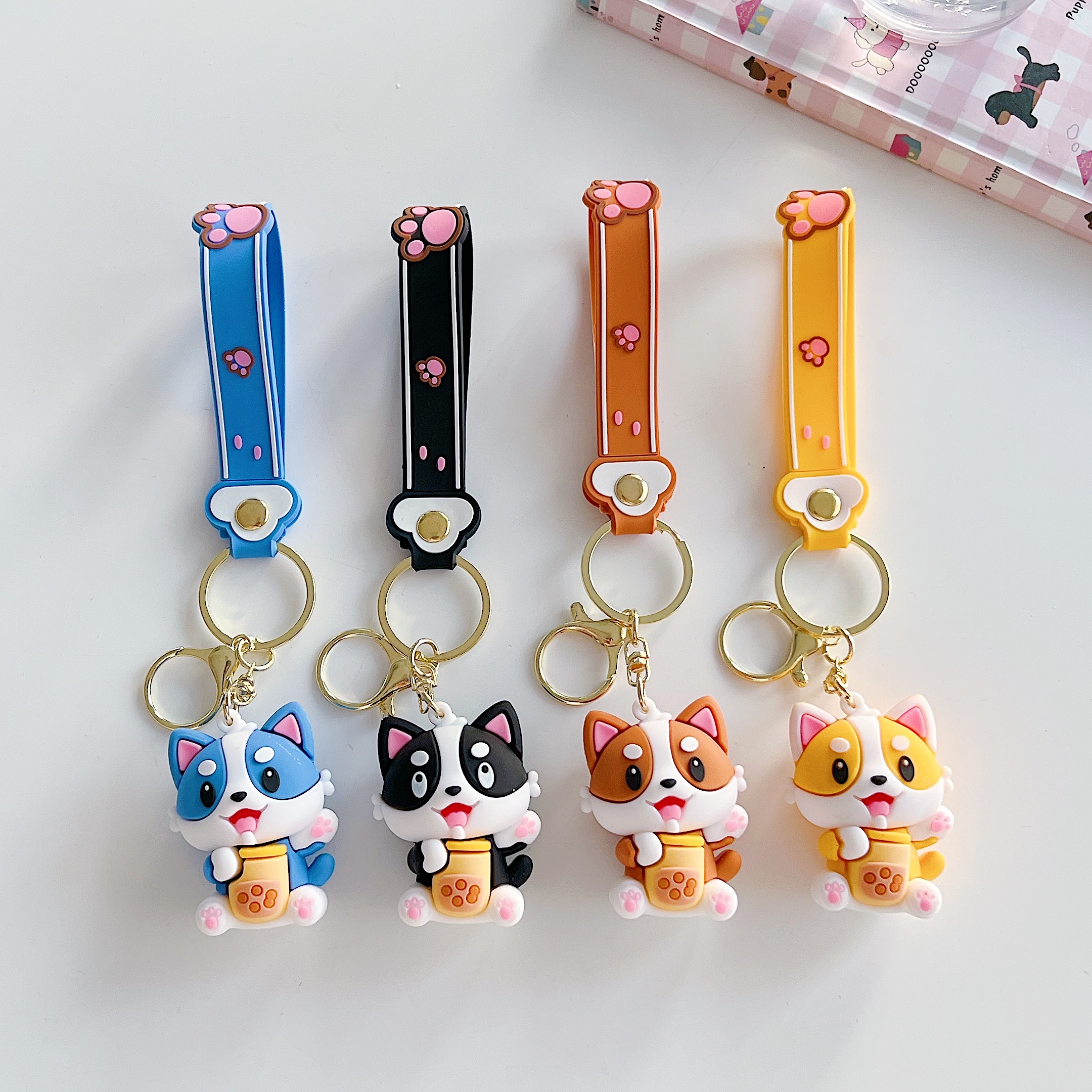 PVC钥匙扣小礼品跨境新品地推礼品包挂钥匙扣挂件狗狗钥匙扣奶茶柴犬钥匙扣包扣钥匙扣钥匙扣