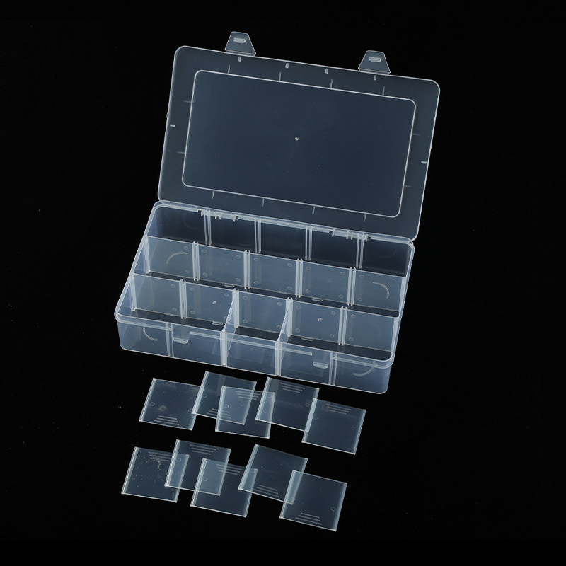 收纳盒大号加厚加盖可视15格可拆桌面塑料整理盒工具盒首饰盒 详情图3