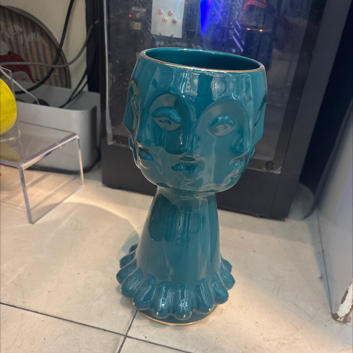 青花瓷陶瓷花瓶水培摆件木架装饰品现代简约家居摆设工艺品