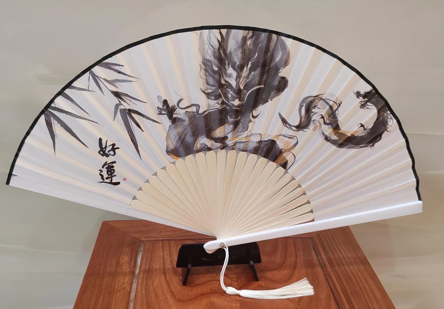 西班牙刺绣檀木绢布折扇手持扇子古典优雅夏日凉爽装饰品