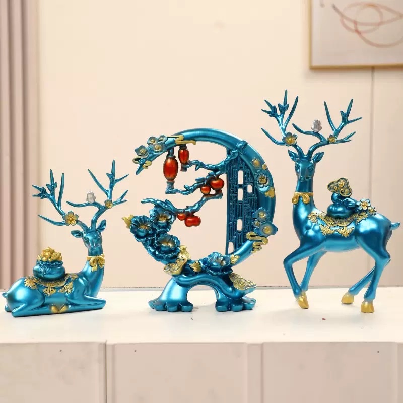 Chinese-style home decoration items, auspicious milu deer moving to a new home, wedding room decoration, gift-giving, entrance hall, bedroom, study, table decoration items