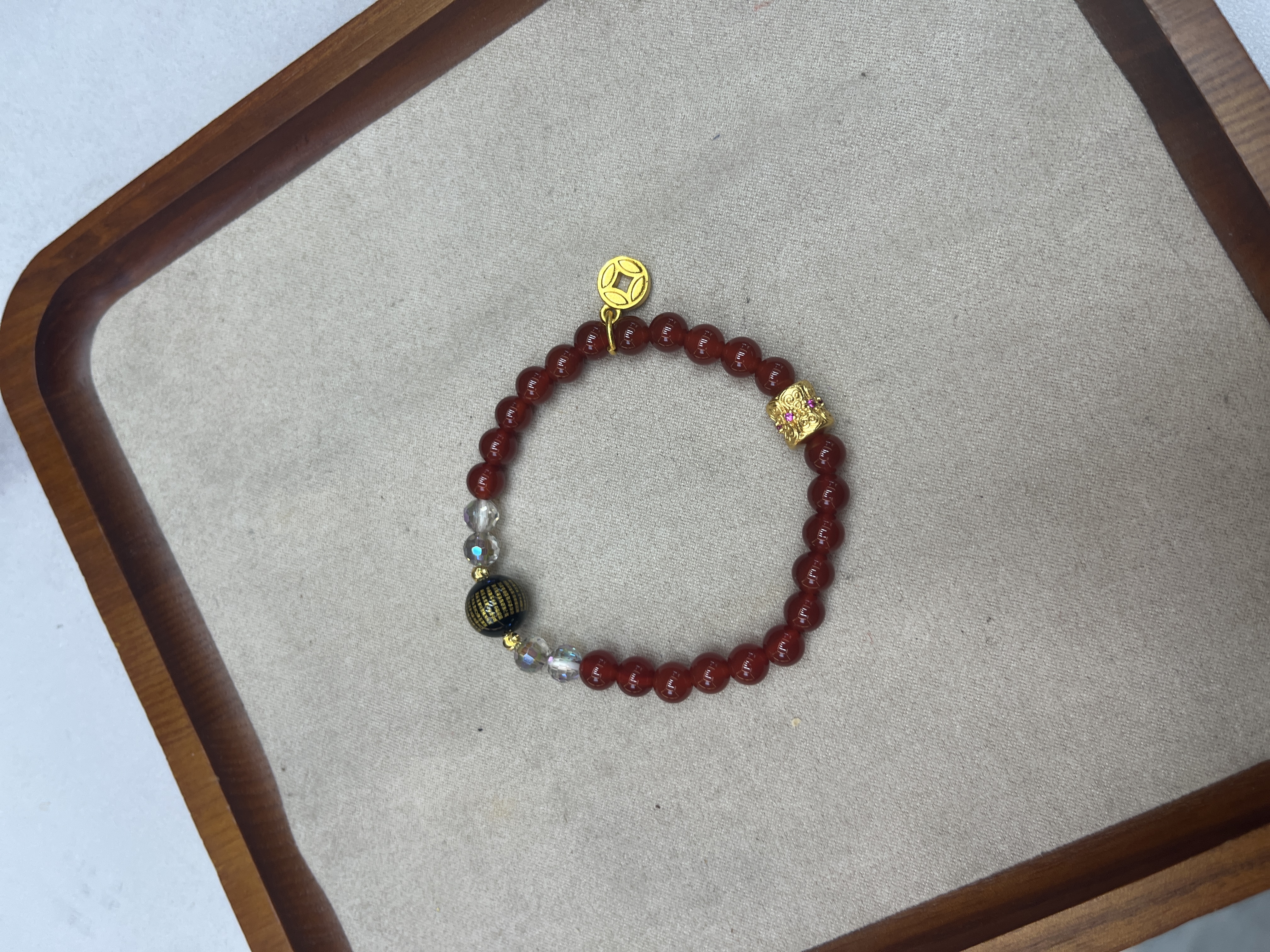 6厘红玛瑙手串，工艺品，礼品。