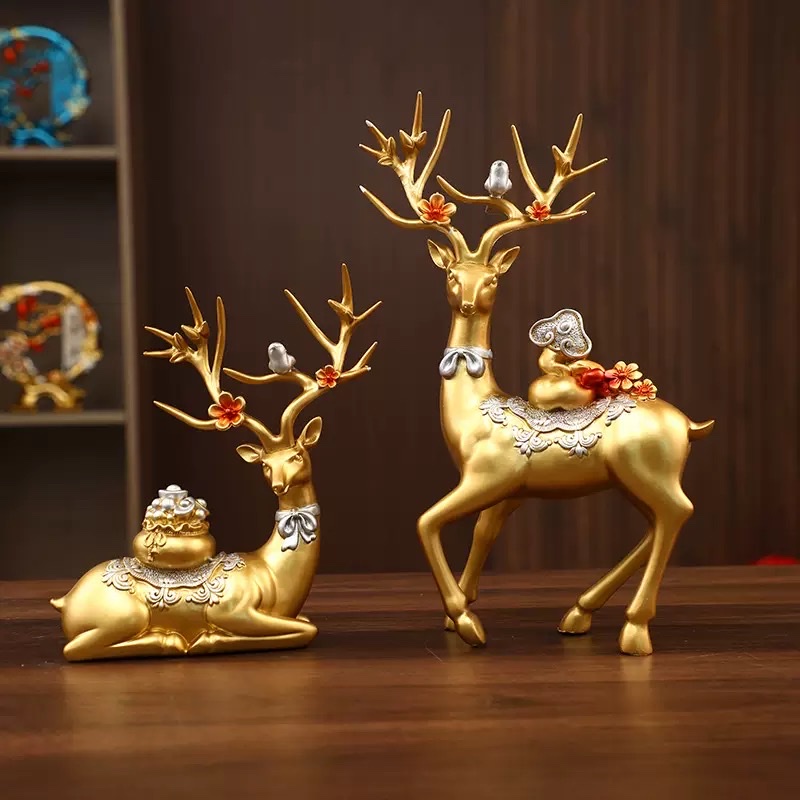 Chinese-style home decoration items, auspicious milu deer moving to a new home, wedding room decoration, gift-giving, entrance hall, bedroom, study, table decoration items Application Scenario