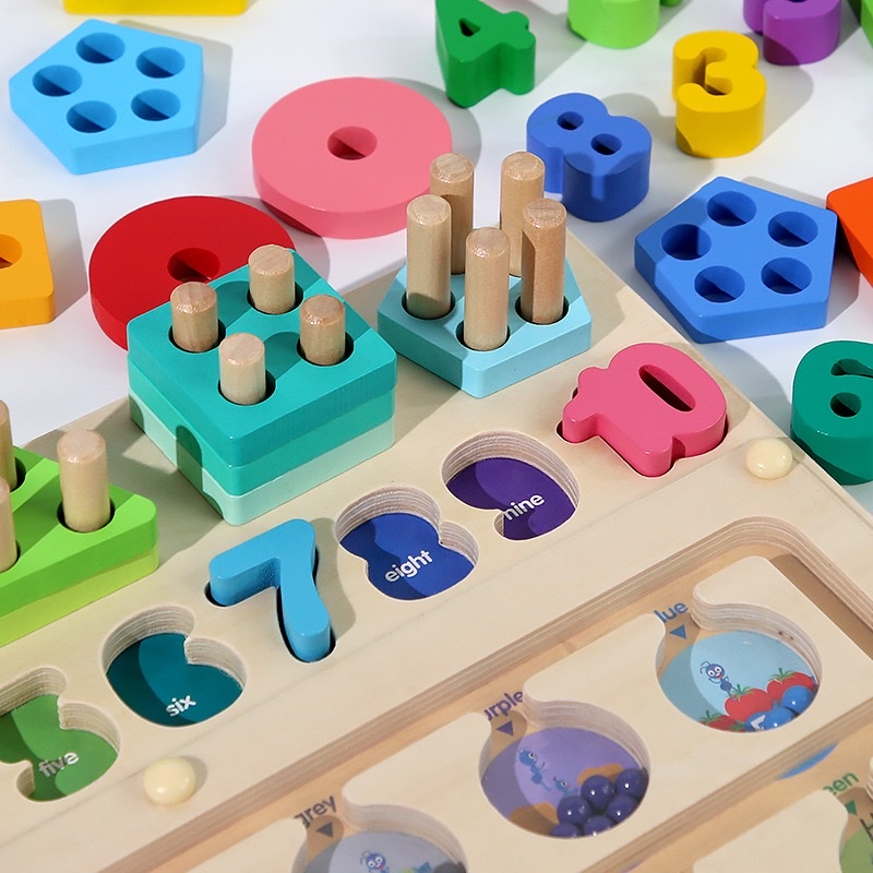 Children's wooden magnetic quantity, color counting, classification set column building blocks, logarithmic board, pen movement maze, positioning board toys Application Scenario
