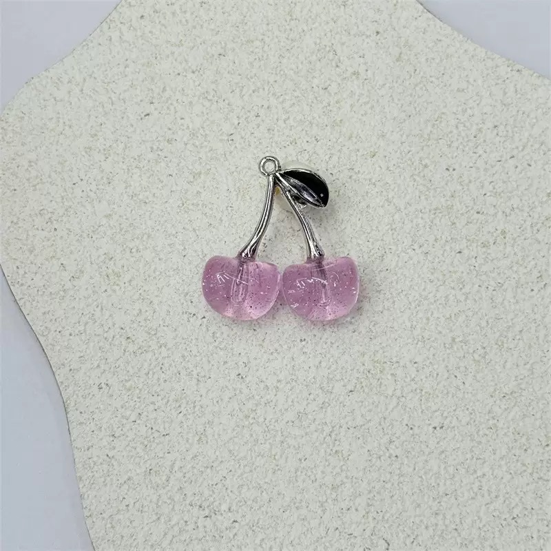 Alloy acrylic cherry pendants are available in multiple colors for DIY mobile phone chain hangers detail image 6