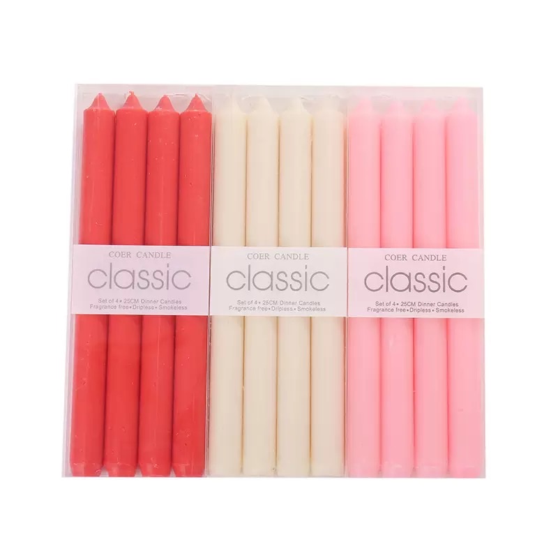 diy European classic red and white candles, emergency power outage long pole candles, candlelight dinner atmosphere decoration props for export Item Picture