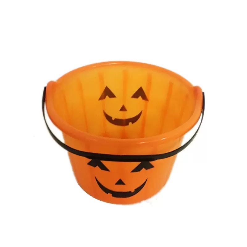 Halloween hand-held pumpkin bucket, new material, waterproof and resilient festival decoration, children's candy jar, straight tube ornament, Halloween decoration detail image 5