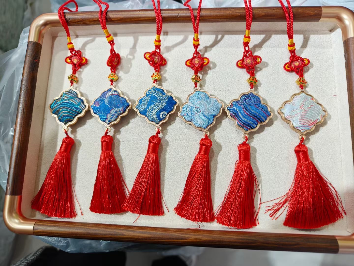 Song Brocade bag pendants, new Chinese-style hanging ornaments, handcrafted accessories, pendants, multiple choices, fashionable matching gifts and promotional items, new trend bag pendants with Chinese style elements Item Picture