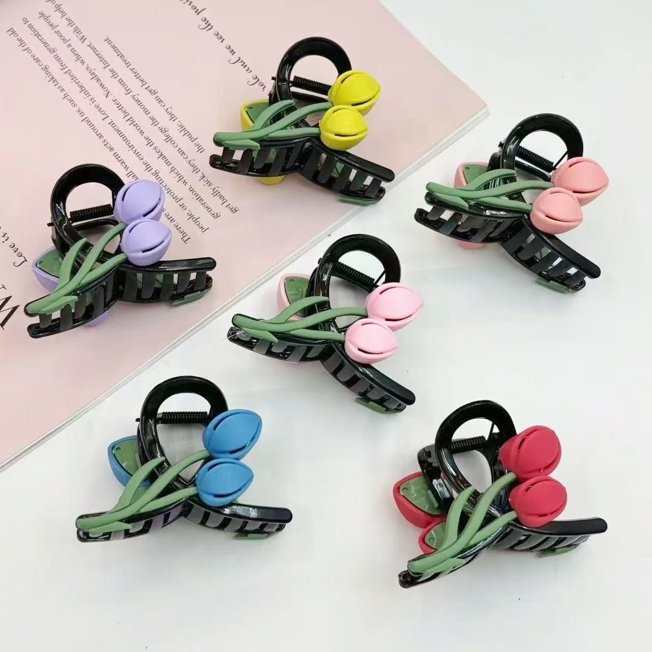 Best-selling tulip flower crossed hairpins, half-tied sweet grab clips, shark clips, hair accessories, ladies' hairpins