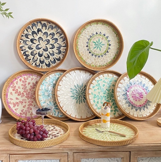 贝壳造型树脂异形塑料PP托盘多用途收纳托盘贝壳装饰家居用品白底实物图