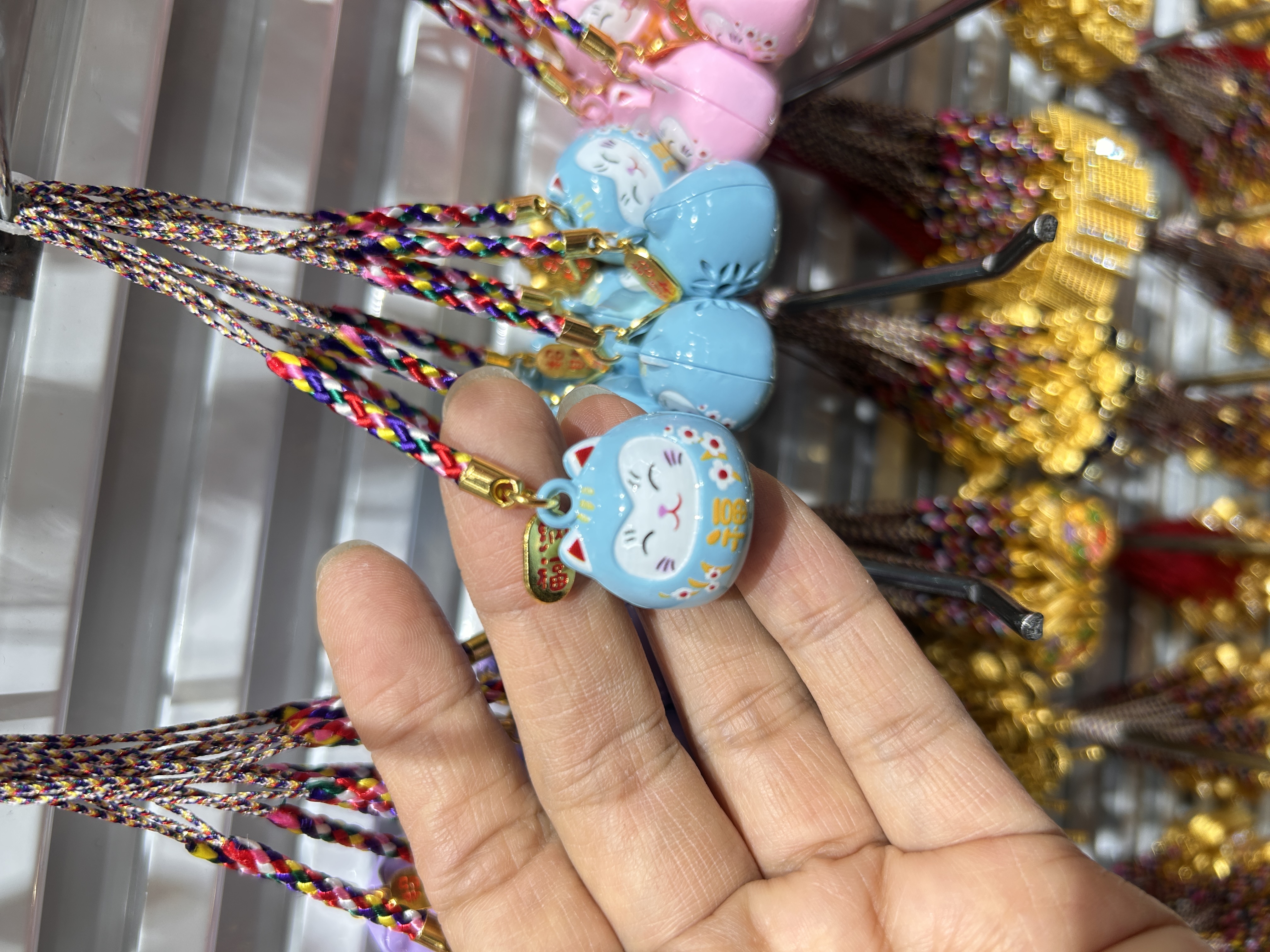 幻彩合金画油珐琅彩水音铃招财猫手机挂件，包挂件细节图