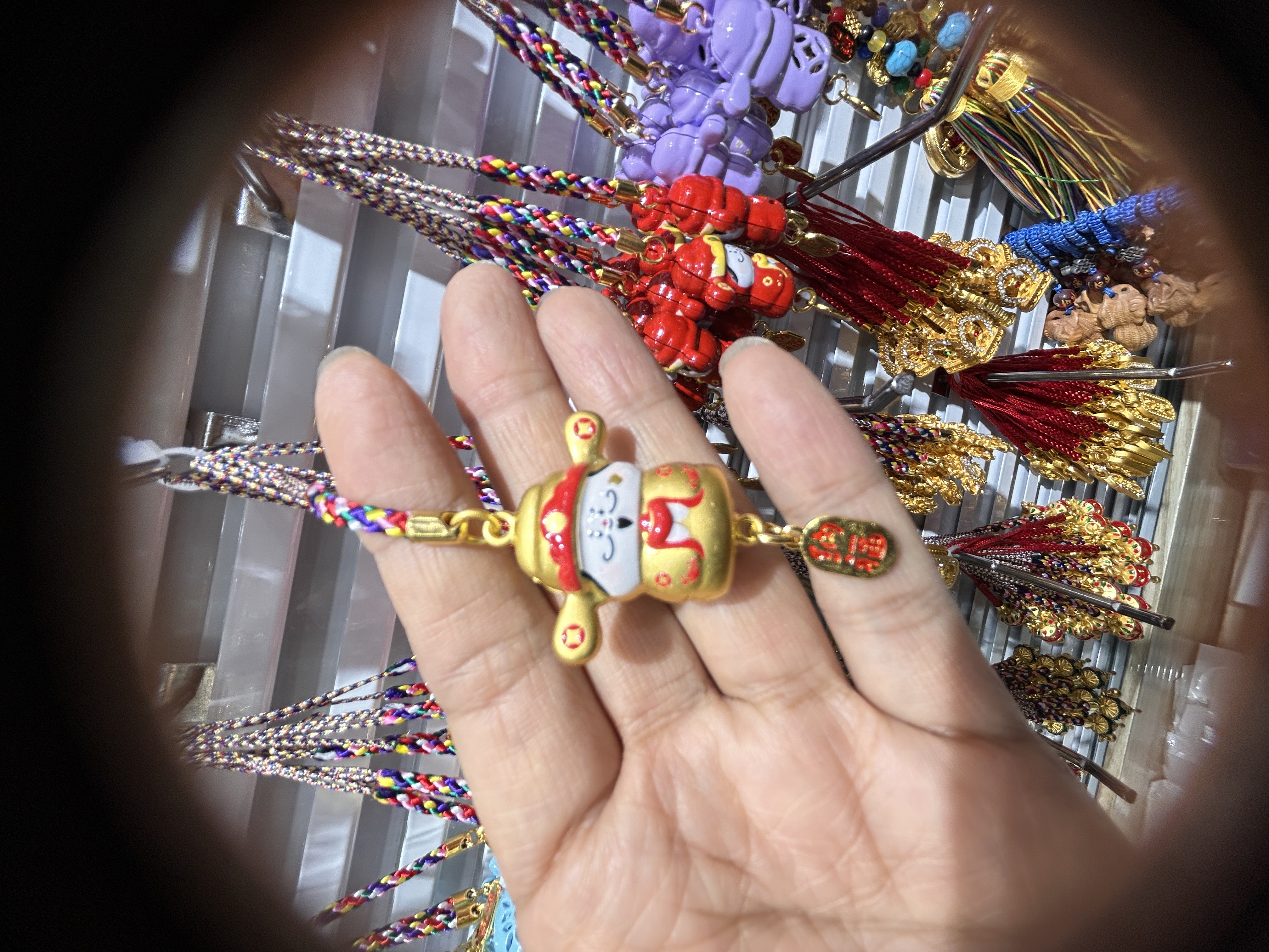 幻彩合金画油水音铃财神手机挂件，包挂件