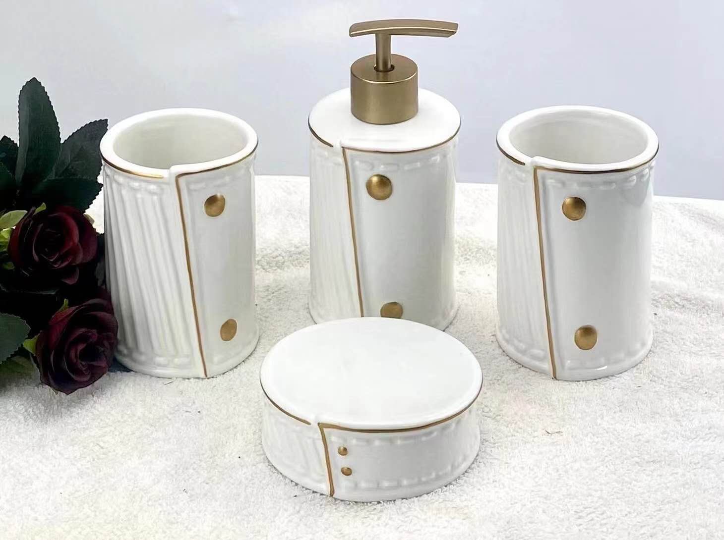 陶瓷家用酒店卫浴套装洗手液瓶套装简约实用