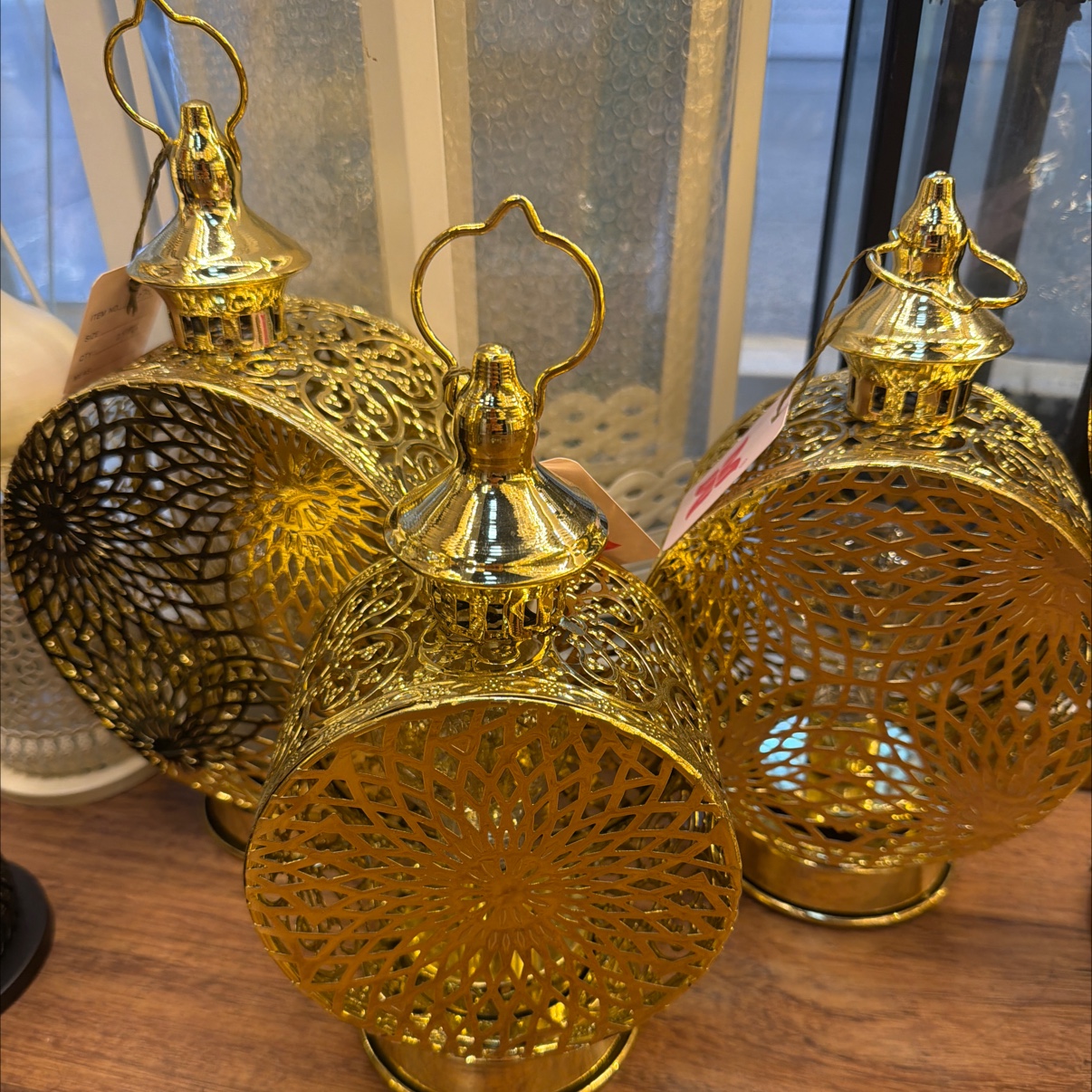 23070S、M、L三件套电镀金色太阳花LED斋月风灯详情图2