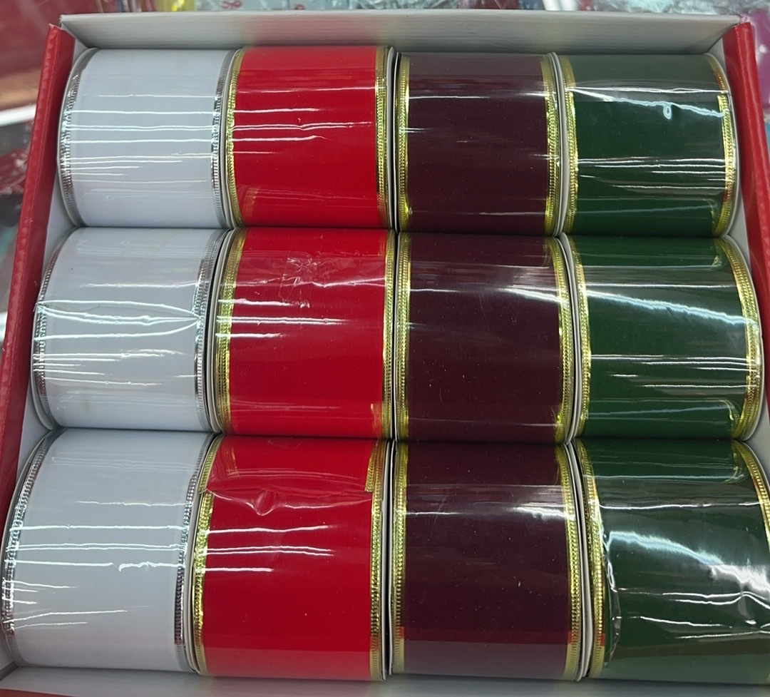 6.3cm压边绒布带节日礼品包装彩带婚庆圣诞