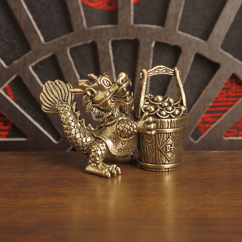 Factory direct sales of brass zodiac dragon ornaments, a bucket of gold and prosperity ornaments, copper ornaments, copper ornaments, copper ornaments, copper ornaments Specification image