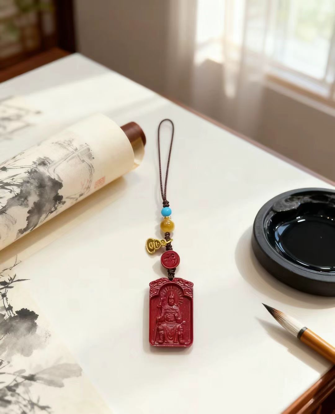 High content cinnabar Tai Sui mobile phone chain brings good wishes home purple gold sand Wenzhe general mobile phone hanging bag hanging 🔥 bracelet Specification image