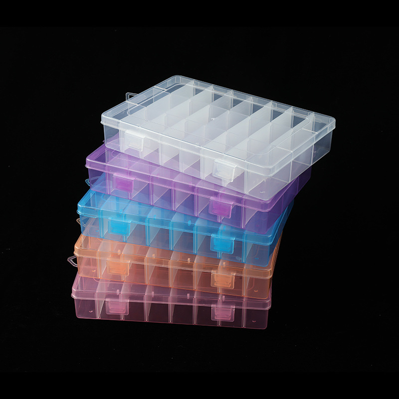 小号24格塑料储物收纳盒首饰美甲盒药品分装盒可拆多功能零件盒日用品