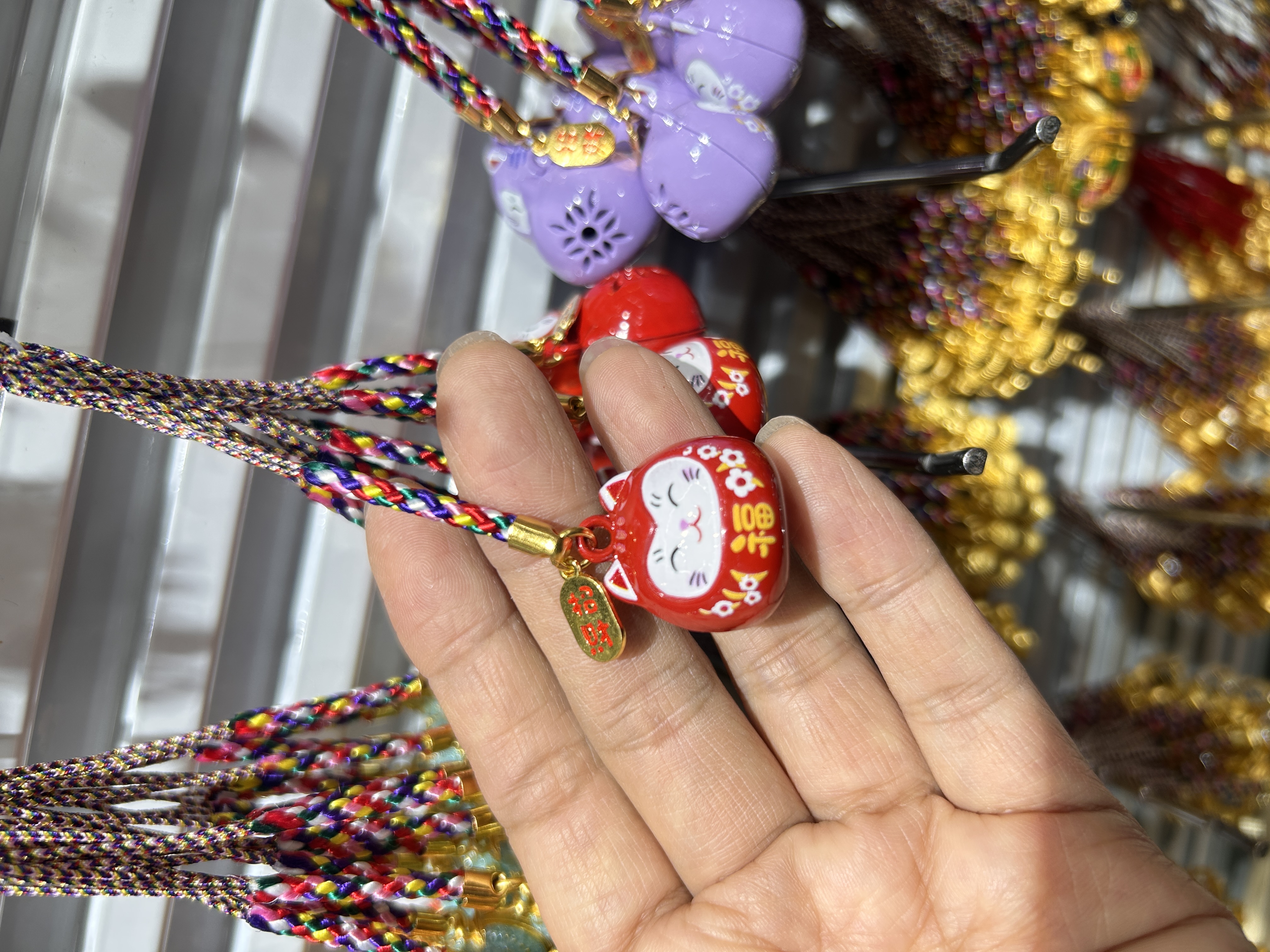 幻彩合金画油珐琅彩水音铃招财猫手机挂件，包挂件