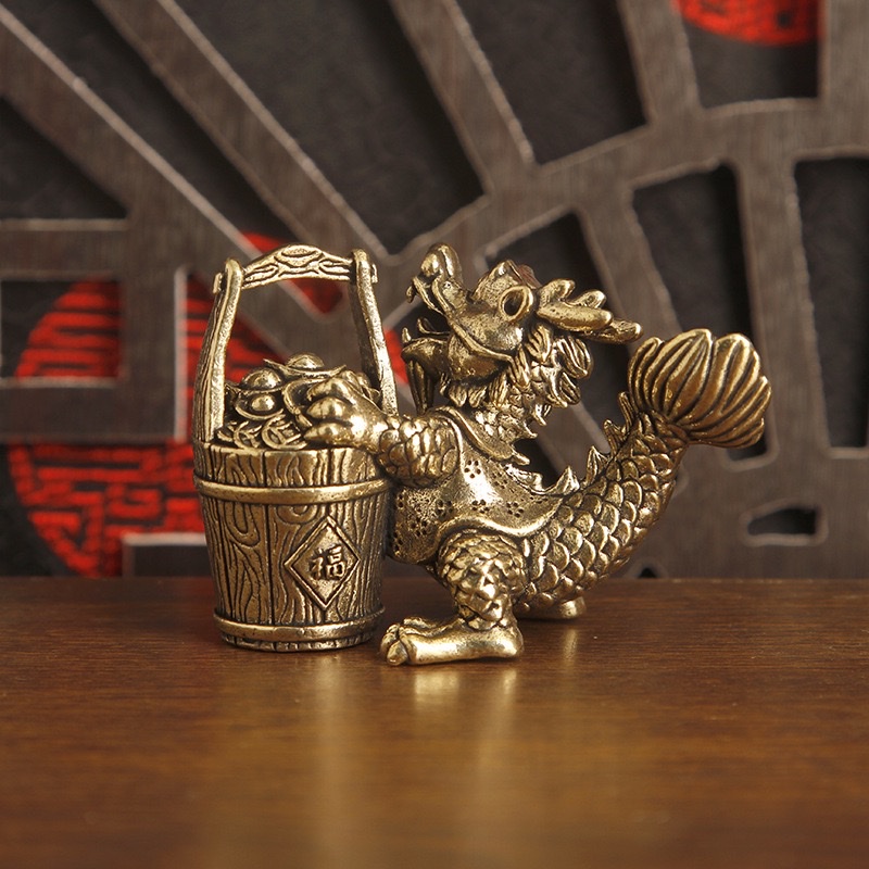 Factory direct sales of brass zodiac dragon ornaments, a bucket of gold and prosperity ornaments, copper ornaments, copper ornaments, copper ornaments, copper ornaments Application Scenario