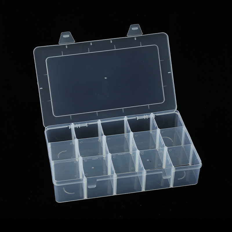 收纳盒大号加厚加盖可视15格可拆桌面塑料整理盒工具盒首饰盒 详情图2