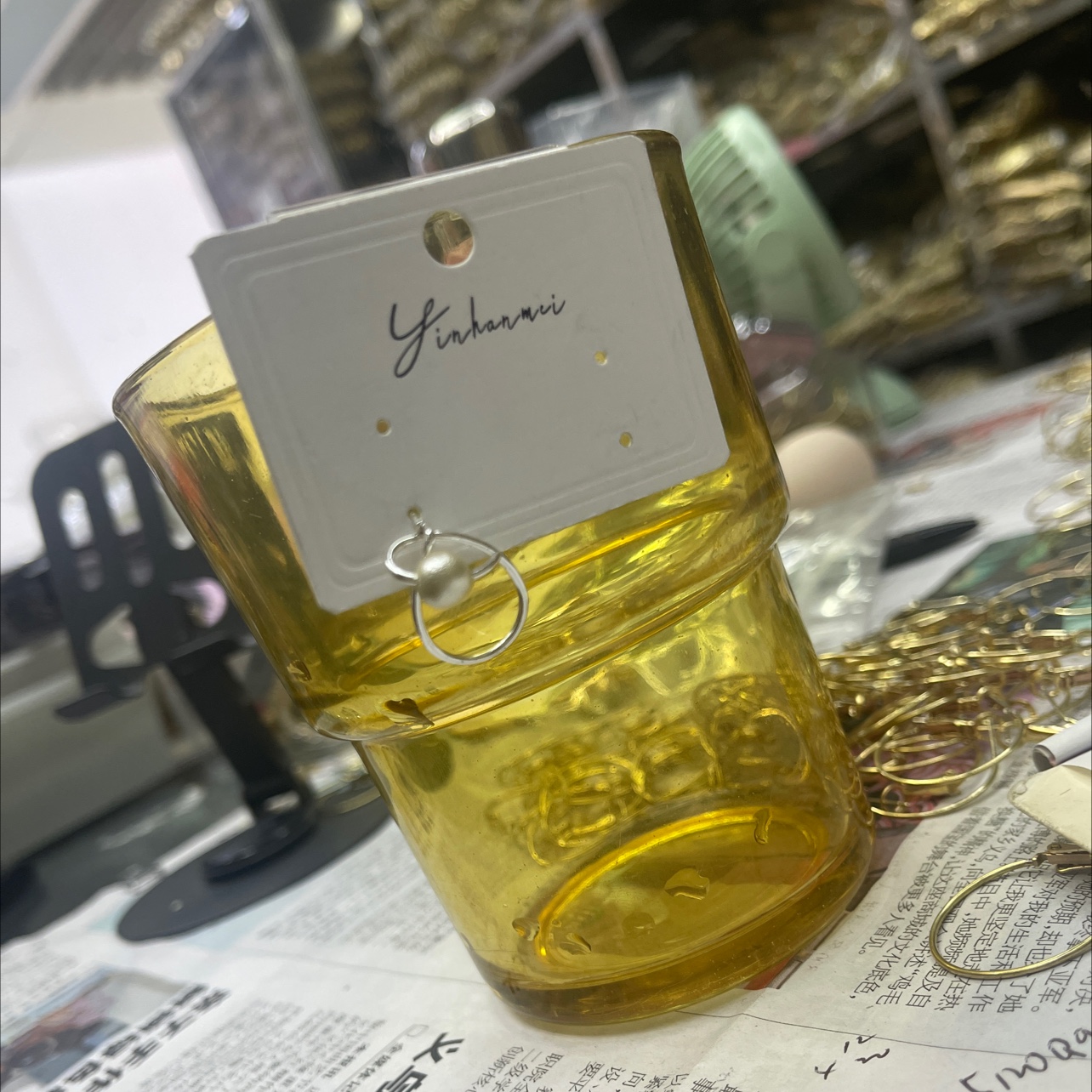 Opposite-sex copper wire earrings. Hand-wrapped