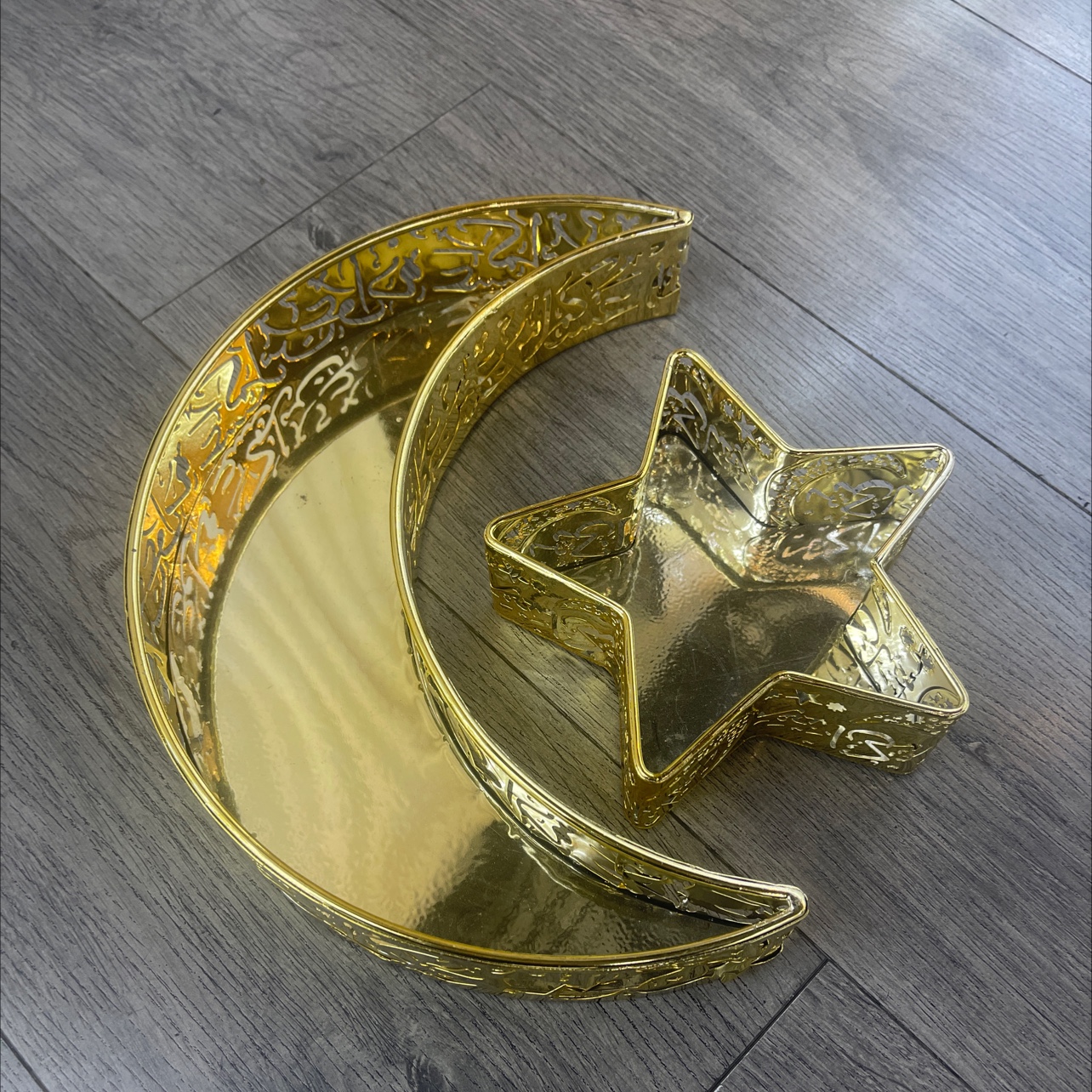 斋月节日装饰铁皮挂件金色月亮五角星工艺品家居摆件工艺品