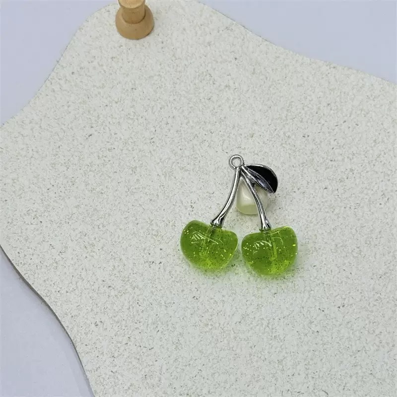 Alloy acrylic cherry pendants are available in multiple colors for DIY mobile phone chain hangers detail image 7