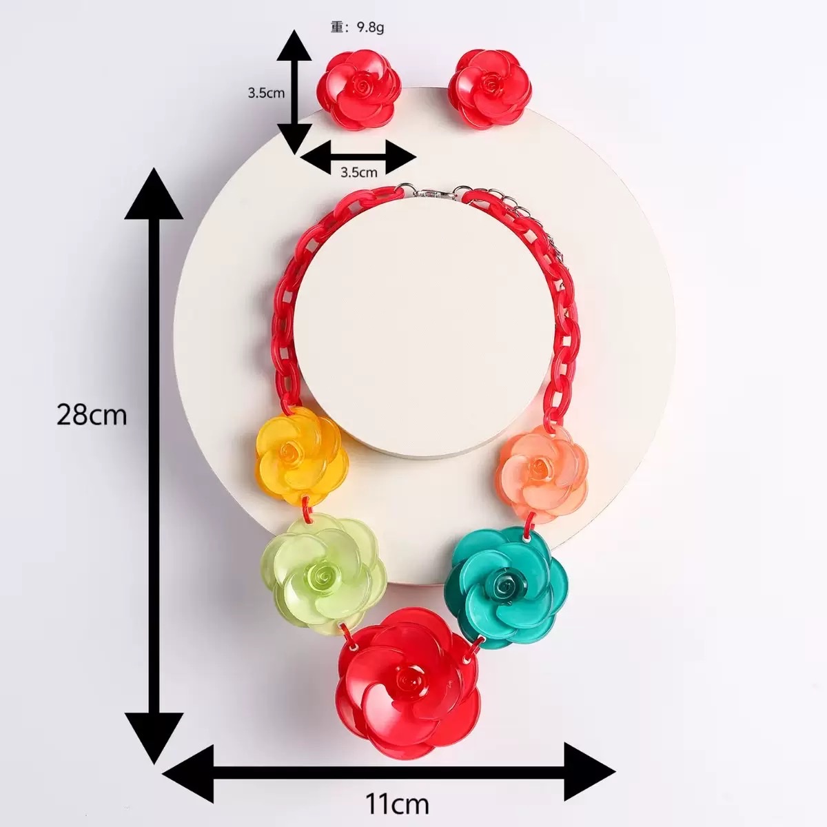 New style of exaggerated and elegant European and American necklaces, fashionable and individual, retro women's acrylic flower accessories factory direct sales Specification image