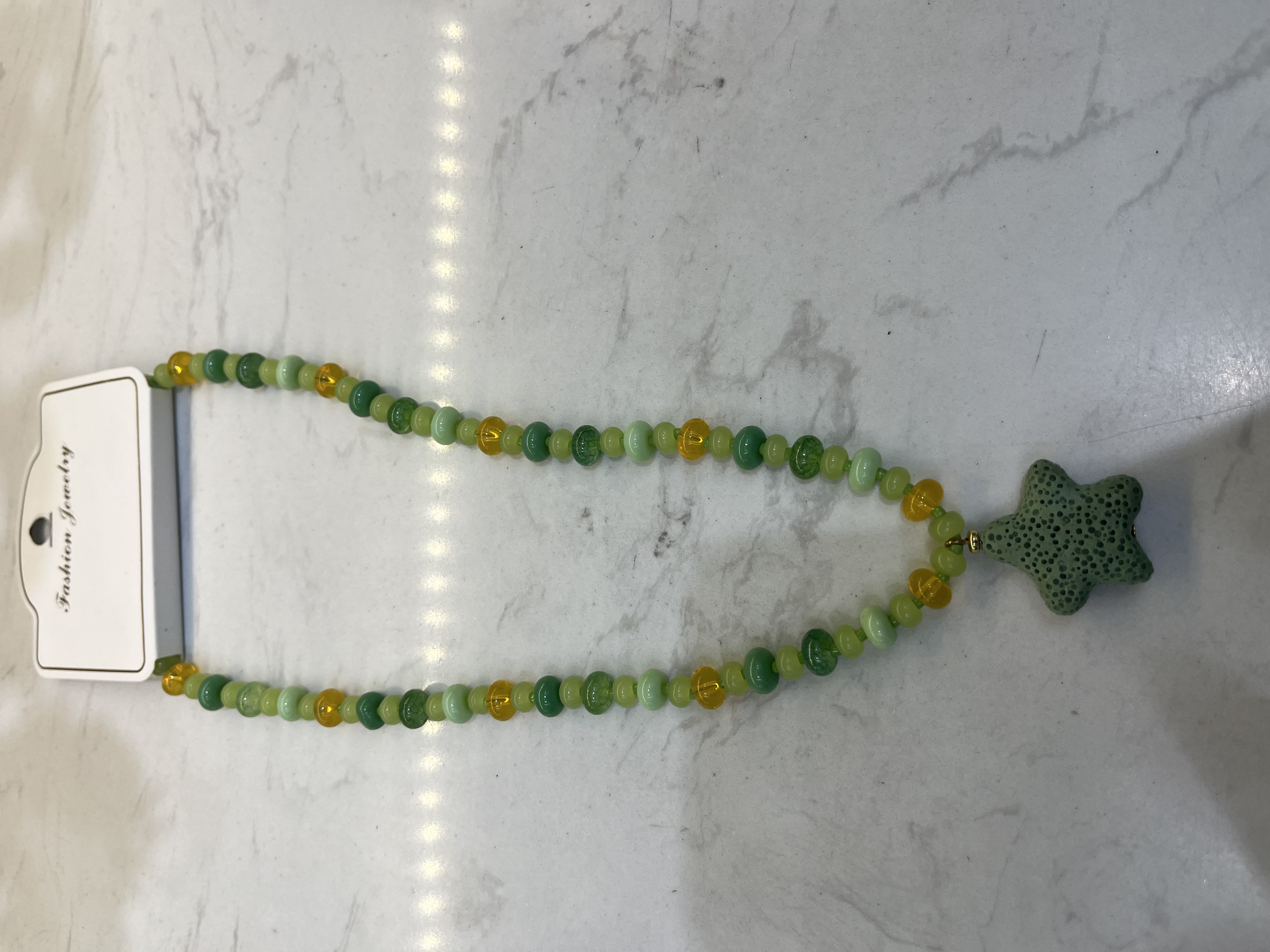 时尚彩色石头不锈钢项链简约百搭首饰女款潮流饰品