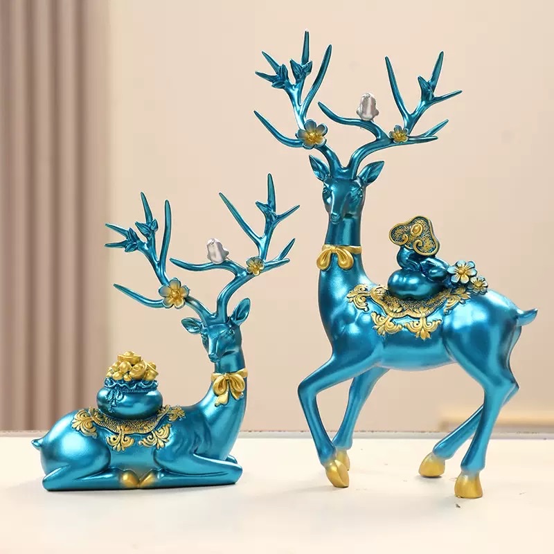 Chinese-style home decoration items, auspicious milu deer moving to a new home, wedding room decoration, gift-giving, entrance hall, bedroom, study, table decoration items Specification image