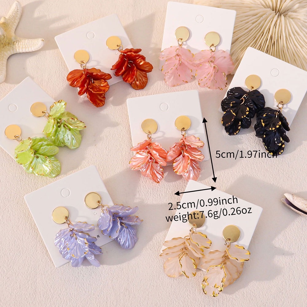 ins influencer style resin petal flower earrings, women's three-dimensional design sense, colorful earrings, high-end earrings wholesale, jewelry earrings, welded earrings, pearl earrings, jewelry earrings, welded earrings, pearl earrings detail image 4